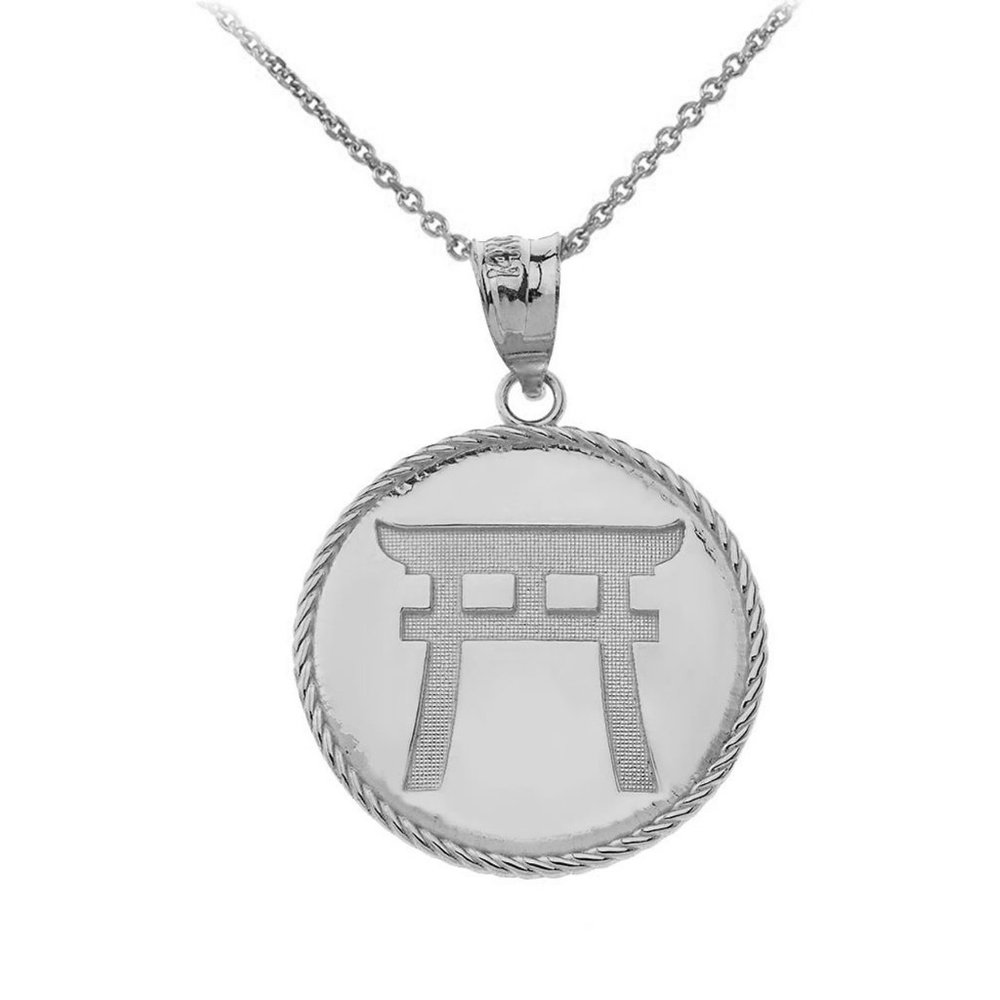 925 Sterling Silver Japanese Sacred Torii Shinto Gate Miyajima Pendant Necklace